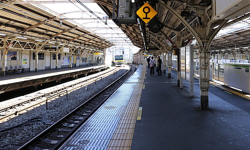 Trem, Estação, Pare, à espera, Abra, tráfego, estrada de ferro