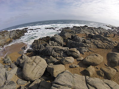 plajă, pietre, cer, Mar, Isla negra, Chile
