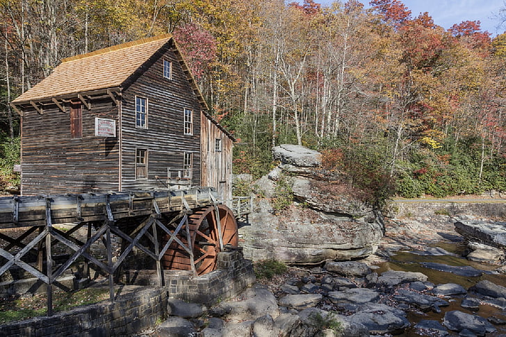 Grist mill, glade creek, Cooper's mill, Západní Virginie, Babcock státní park, Spojené státy americké, staré