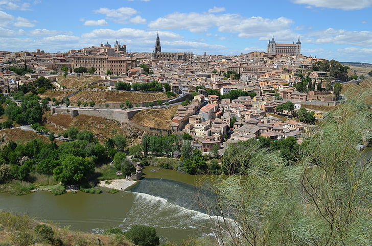 Toledo, Spanien, arkitektur, gamla, staden