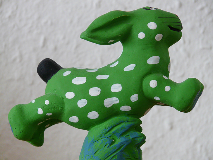 Hare, grön, punkter, Figur, leksaker, vit, Rolig