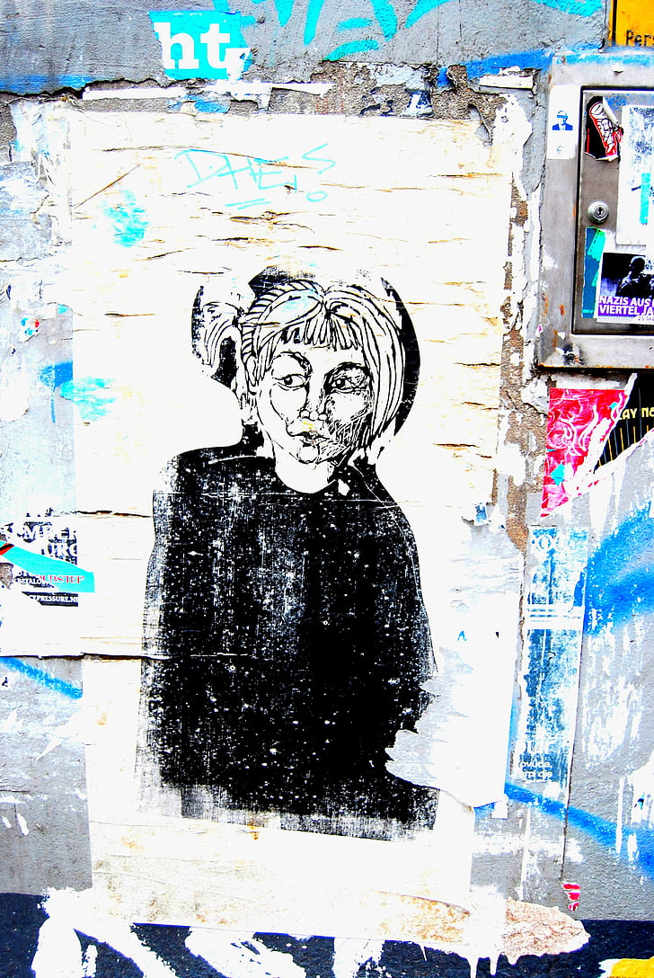 Graffiti, gatukonst, Hamburg, stencil, spray, Urban konst