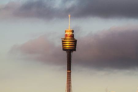 Tower, päivällä, rakennus, taivas, Maamerkki, Sydney tower, Cloud - sky