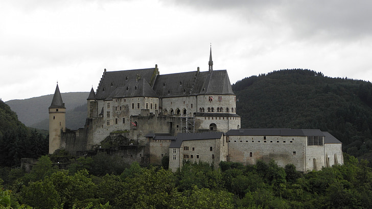 slott, Vianden, Luxemburg, landmärke, kultur, gamla, antika