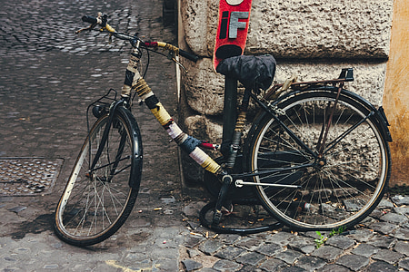 ποδήλατο, ρετρό, σπασμένα, παλιά, νοσταλγία, παλιάς χρονολογίας, τροχός