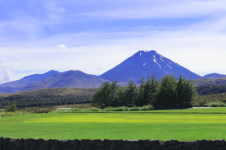 Nya Zeeland, Mount ngauruhoe, landskap, Mountain, gräs, Sky, naturliga