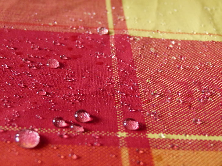 tablecloth, tartan, droplet, droplets, water