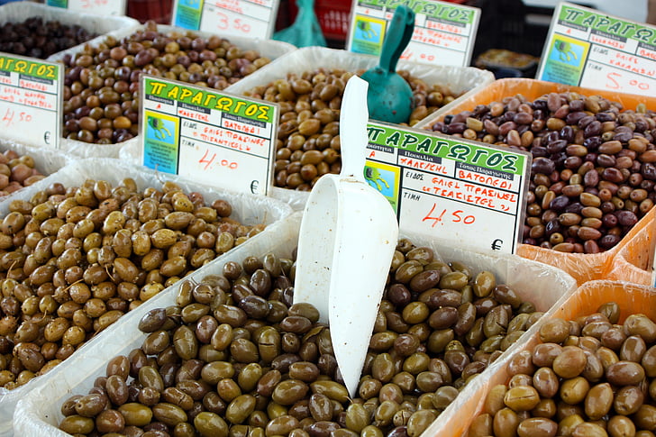 olivy, olivový olej, trh, Itálie, Nakupování, zdravé, jídlo