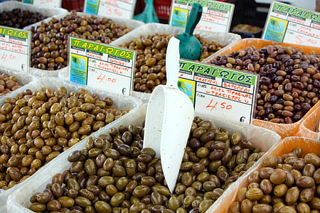olives, oli d'oliva, mercat, Itàlia, compres, Sa, aliments