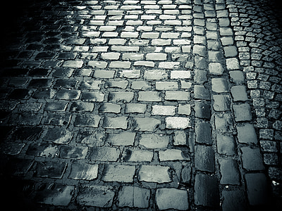 cobblestones, đường, lát đá, phố cổ, vỉa hè, mặt đất, đá
