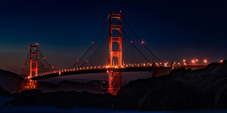 most Golden gate, Spojené státy americké, Kalifornie, San francisco, visutý most, Most, zajímavá místa