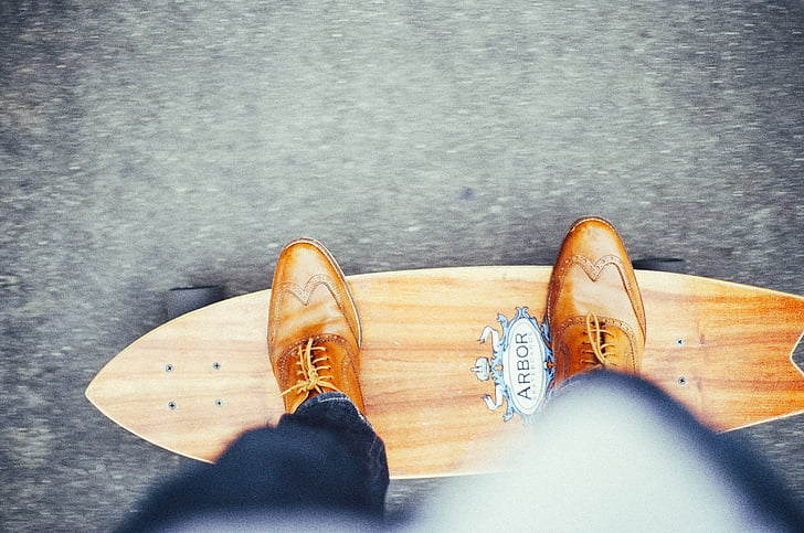 brown, cruise, board, skateboard, longboard, shoes, leather