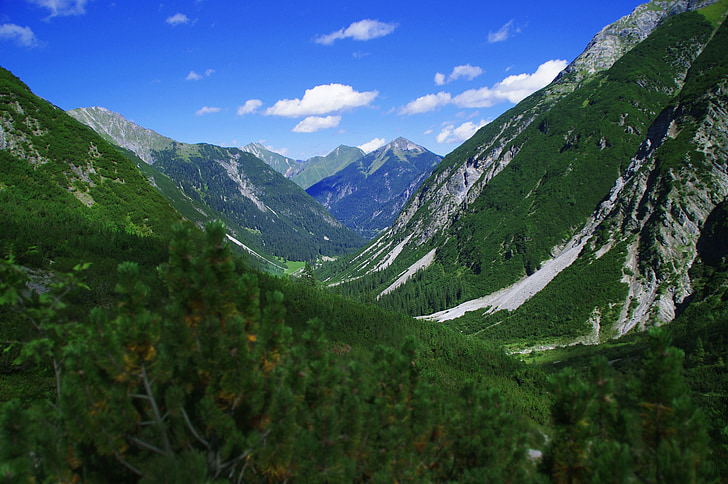 Alpok, völgy, táj, Ausztria, természet, hegyi, kültéri