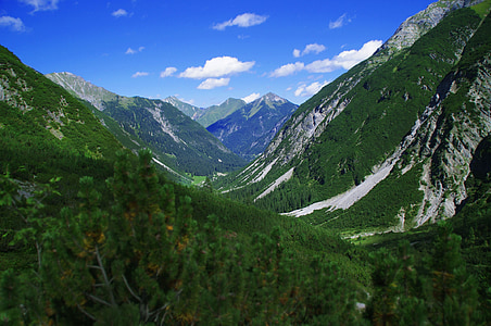 Alpy, údolí, krajina, Rakousko, Příroda, Hora, venkovní