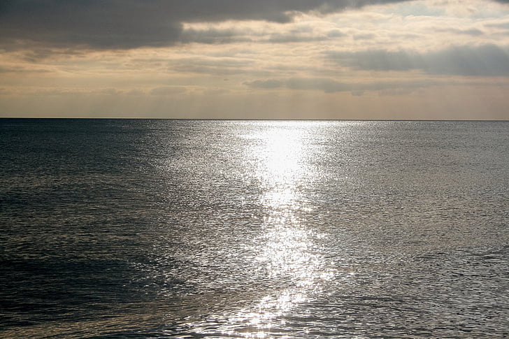 paisagem, pôr do sol, oceano, Ver, luz, mar, água