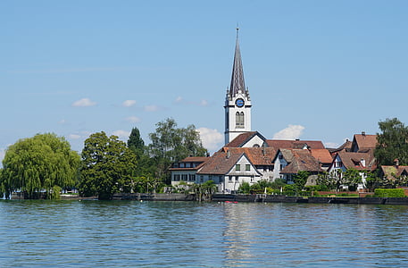 Thurgau, berlingen, Untersee, Bodamské jazero, Domov, Švajčiarsko