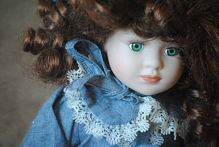 bambola, in porcellana, oggetto d'antiquariato, vintage, ragazza, viso, testa