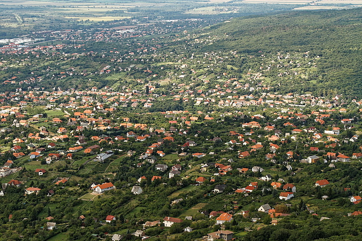 Letecký pohľad, mesto, predmestie, letecký, Zobrazenie, mesto, Panoráma mesta
