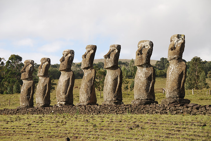 Chile, Påskeøya, skulptur, Moai, mohais, reise