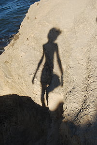 hombre, Žena, reflexe, pláž, lidé, Já?, silueta