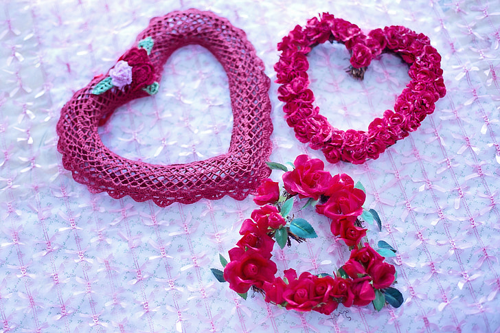 rote Herzen, floralen Herzen, Valentine, zum Valentinstag, romantische, Herz, Valentines