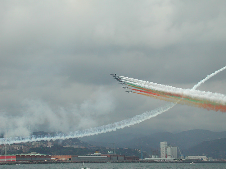tricolor pilar, flygplan, Italien, Aerobatic team, Stunt, Sky