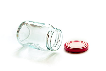 Glasbehälter, Glas, leere, reinigen, transparente, klar, weiß