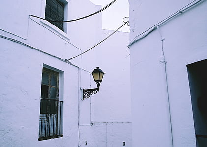 Miestas, Miestas, Ispanija, balta, gatvė, miesto, pastatas
