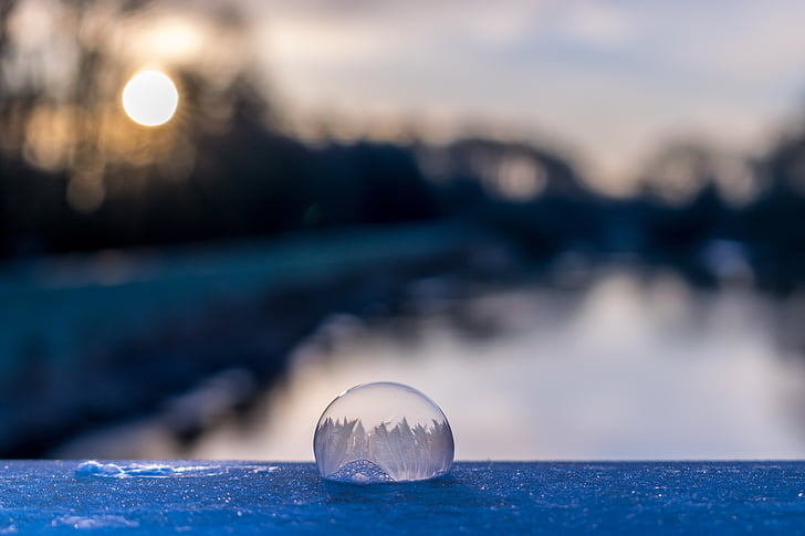 zeepbel, Bubble, bevroren zeepbel, winter, bal, koude, bevroren
