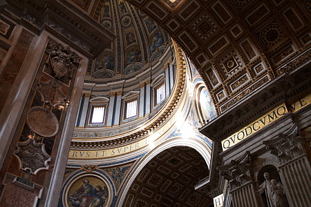 Petro bazilika, Roma, Vatikanas, Petro aikštė, Italija, kupolas viduje, Popiežius