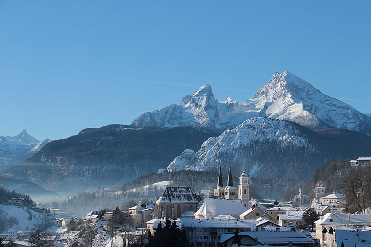 Berchtesgaden, téli álom, Bajorország, hó, hegyi, téli, hideg hőmérséklet
