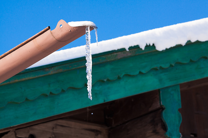 icicle, gutter, ice, winter, cold, frozen, roof