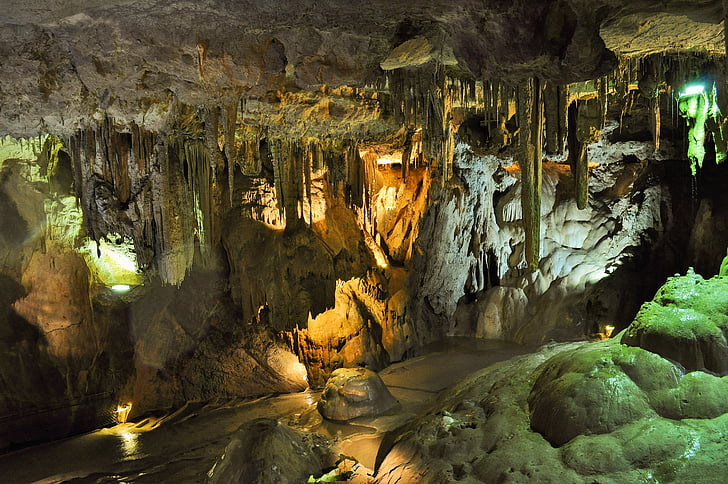 Zamknij, Zdjęcie, brązowy, stalagmit, Jaskinia, Natura, Francja