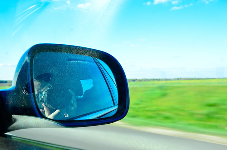 pandangan belakang, cermin, Mobil, mengemudi, refleksi, Mobil, Auto