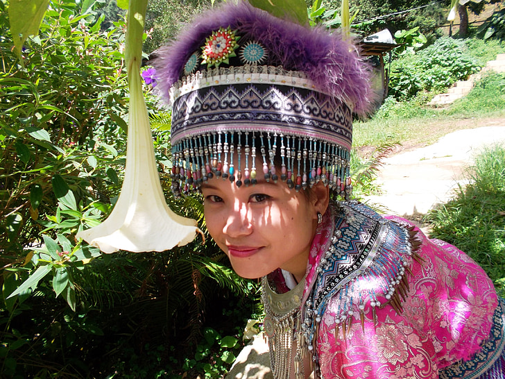 lány, Chiangmai, csinos, cuki, nő, jelmezek, hagyományos