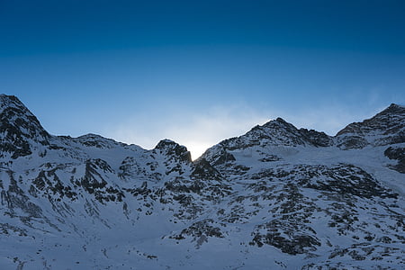 glacier, mountain, blue, sky, daytime, snow, mountain range