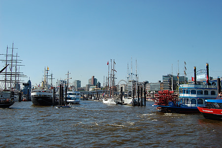Hamburg, Port, hajók, tengeri hajó, kikötő, tenger