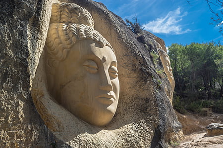 лицо, скульптура, камень, Будда, резьба по дереву, Портрет, женщины