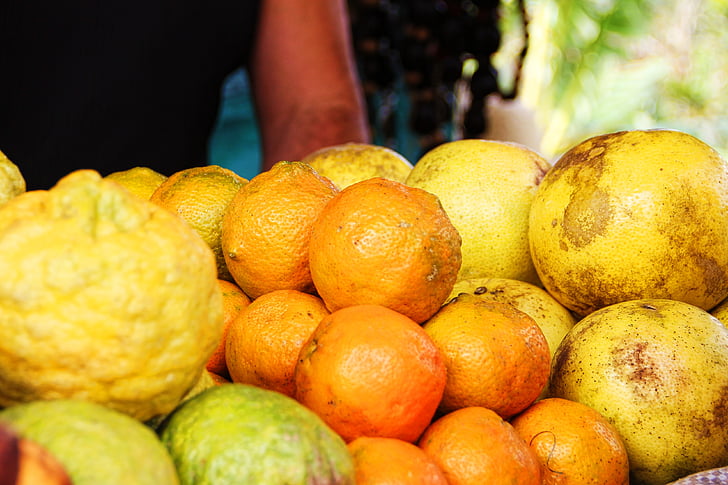 oranža, citronu, augļi, veselīgi, augļi, dzeltena, vitamīnu