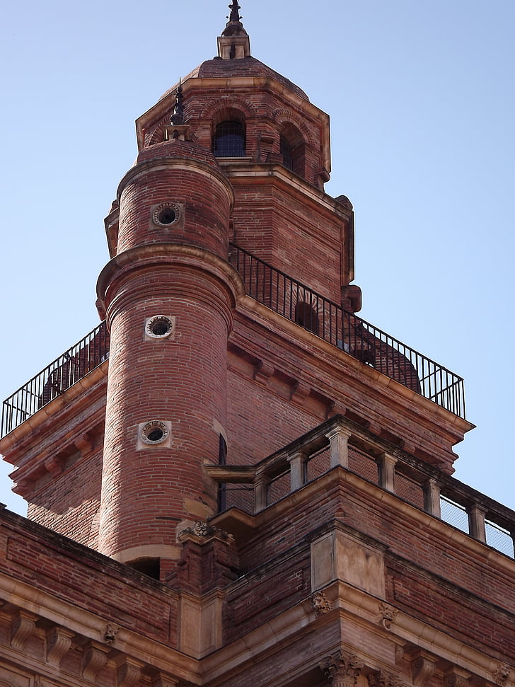 Toulouse, Menara, batu bata, Gers, Prancis, bangunan, Menara tua