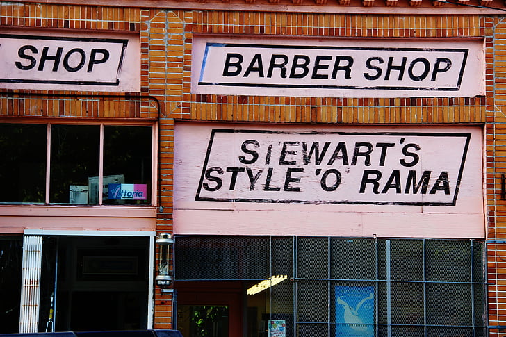 botiga, Perruqueria, carrer, urbà, barberia, barberia, vell