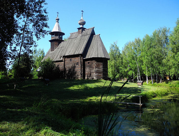 Rússia, Kostroma, Sloboda, Arquitectura de fusta, Museu, poble, natura
