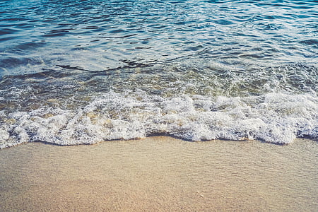 Fjern, sjøen, bølger, dag, tid, stranden, sand