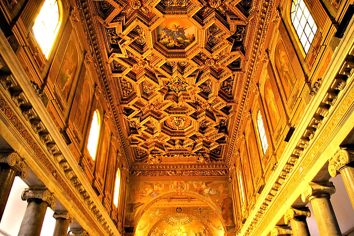 roman church, ceiling, art, beauty, italy, travel