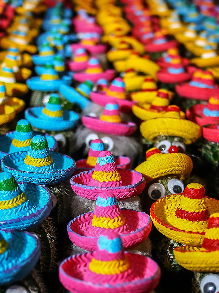 cactus, mexico, hats, colorful, color, sombrero, sun protection