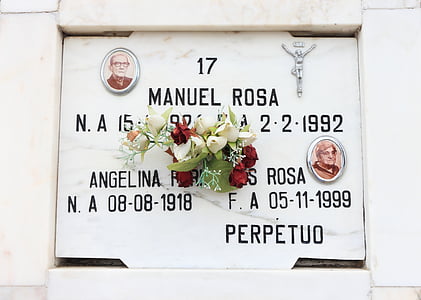 Portugal, Évora, kirkegården, greve, minne plate