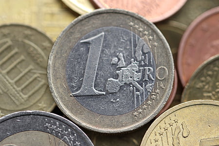 Euro, rahaa, valuutta, liiketoiminnan, käteisellä, metalli, pankki