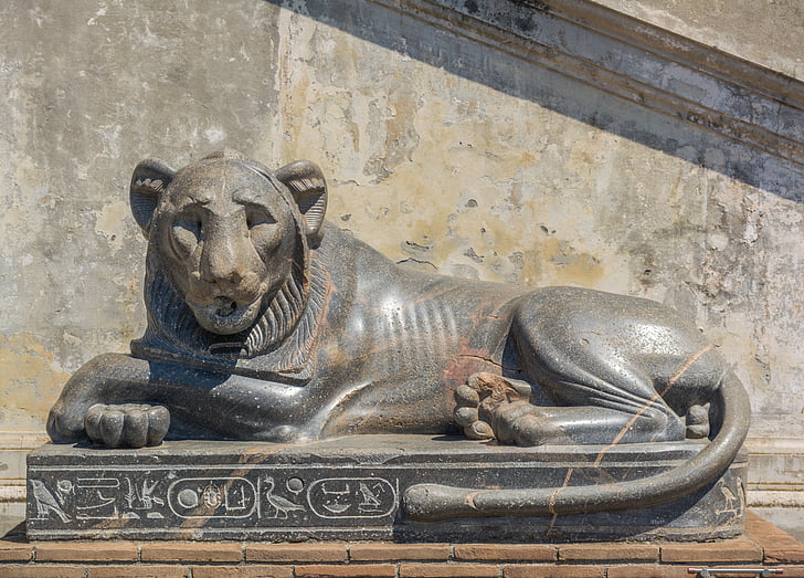 lioness, sculpture, ancient egypt, the vatican, italy, rome