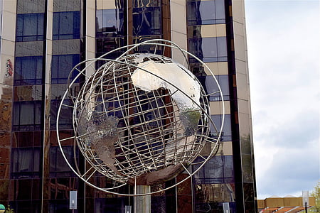 Globe, sculpture, gratte-ciel, Manhattan, NYC, Nouveau, ville