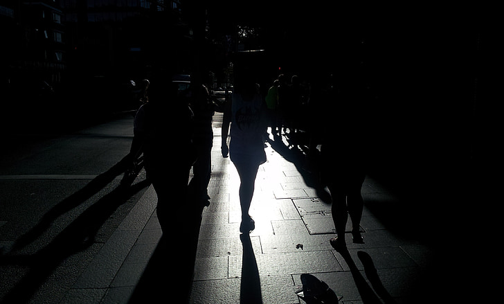 bayangan, orang-orang, Street, siluet, berjalan, kaki, gelap